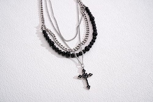HEAKEY Stainless Steel Layered Hip Hop Choker Necklace