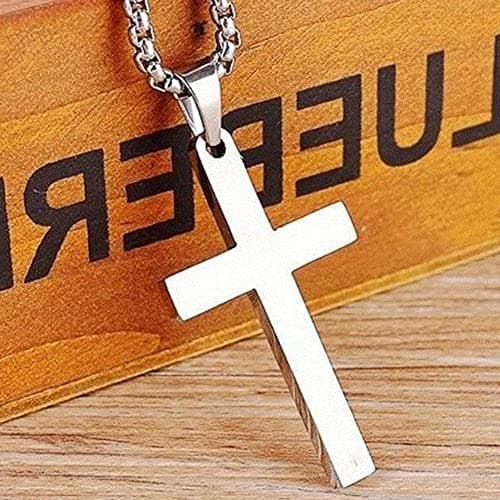 Bluelans 316L Stainless Steel Cross Pendant Necklace | Silver/Gold/Black Chain Easter Birthday Christmas Gifts