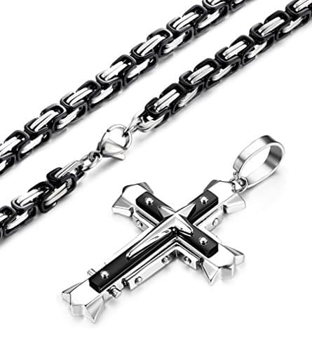 Lolas 5mm Stainless Steel Cross Pendant Necklace 22-30 Inches