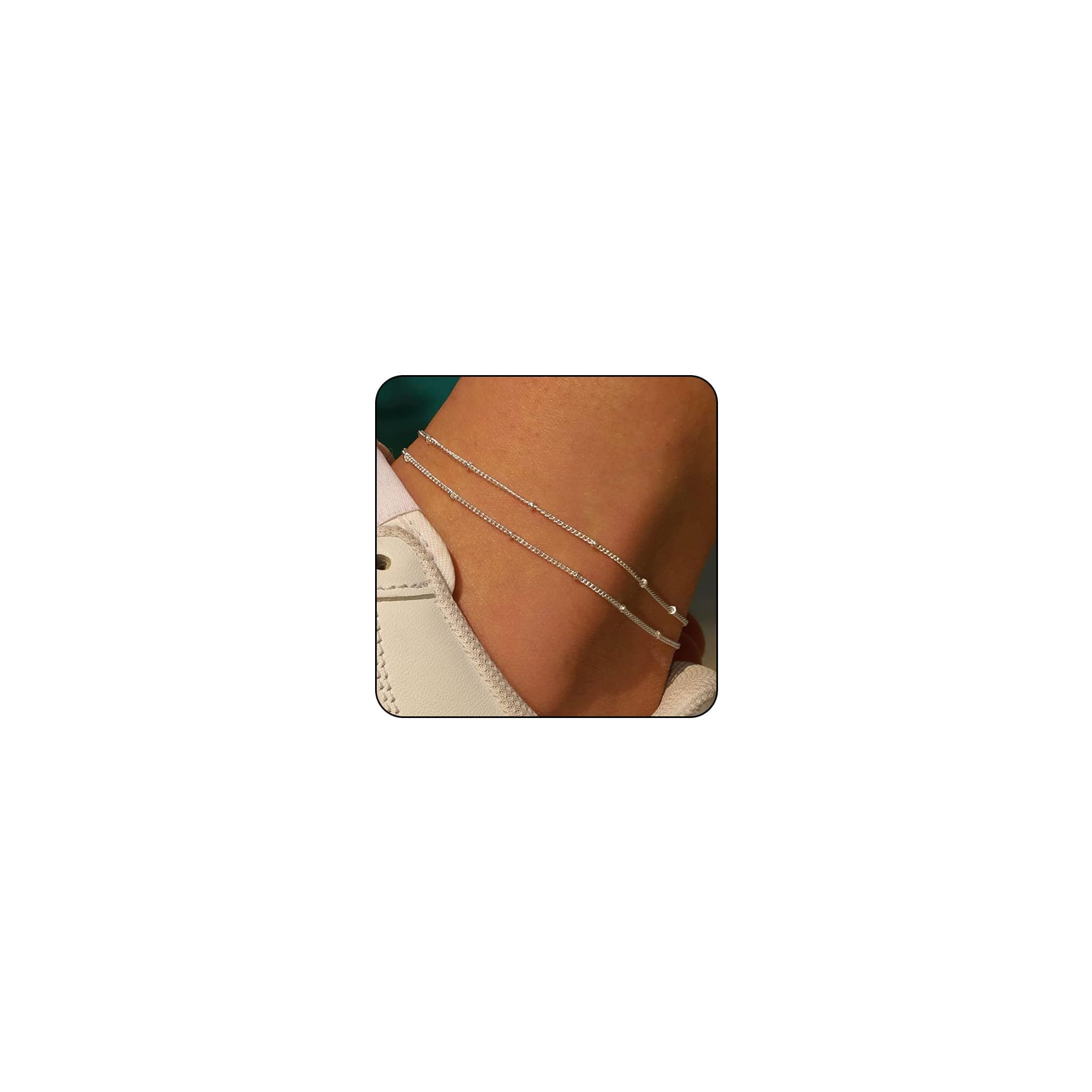MIDEEO Women's 14K Gold Heart Herringbone Anklets Rhinestone Jewelry Gift