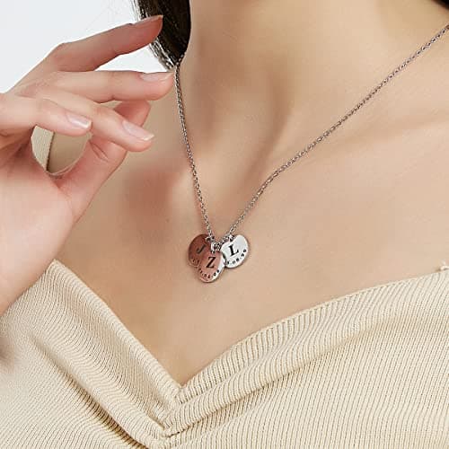 Caramel Personalized Initial Coin Necklace for Women | Custom Stainless Steel Pendant