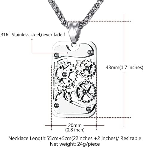 Stainless Steel 18K Gold Plated U7 Punk Dagger Pendant Necklace 22-24 Inches