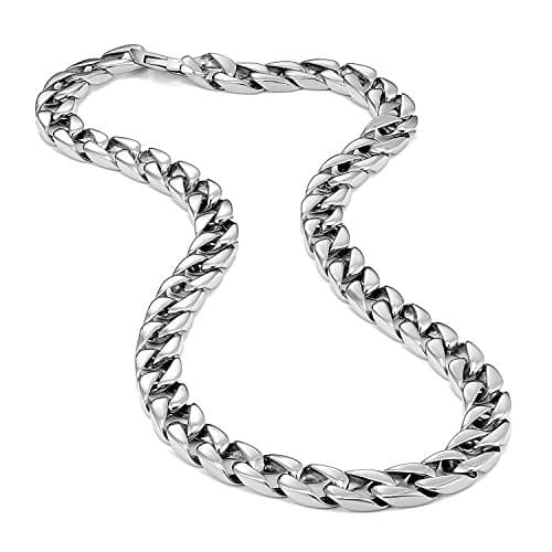 Urban Jewelry Men's Thick Stainless Steel Chain Necklace (Silver, 11 mm, 19-23 inches)