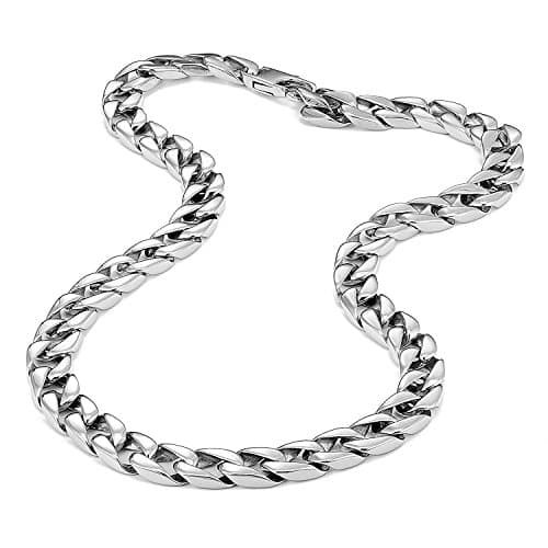 Urban Jewelry Men's Thick Stainless Steel Chain Necklace (Silver, 11 mm, 19-23 inches)
