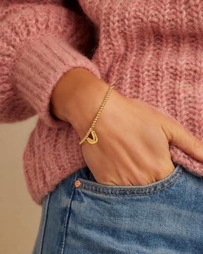 Conran Kremix Gold Initial Bracelet for Women Balloon Charm Gift