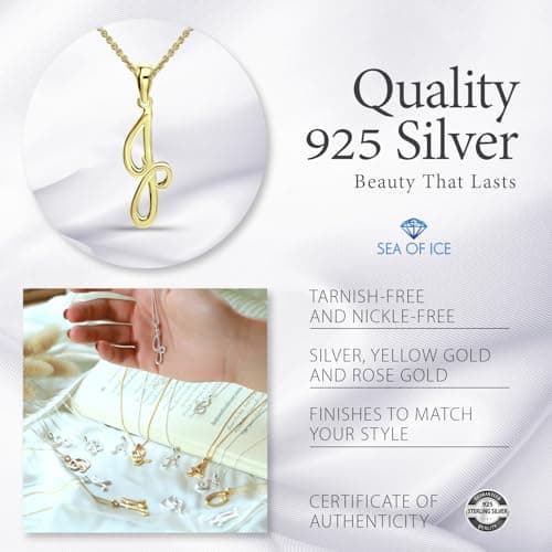 Sterling Silver Alphabet Letter Pendant Necklace, Personalized Women's Initial Necklace