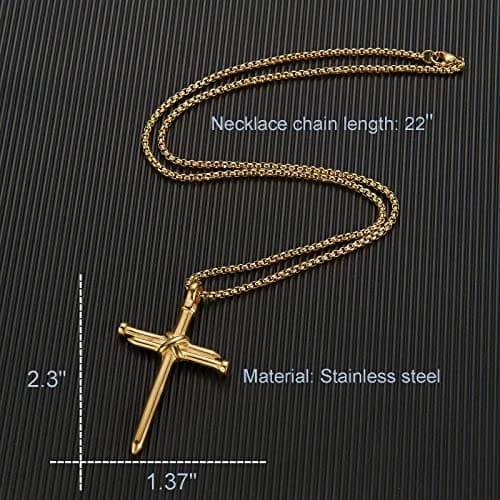 AZFVBQL Men's & Women's Stainless Steel Cross Necklace Pendant Jewelry