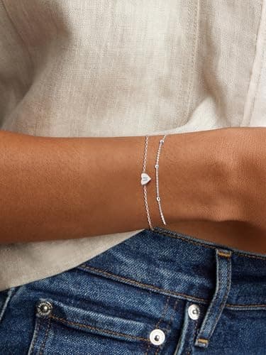 Chic Personalized 925 Sterling Silver Heart Initial Bracelet for Women(with Gift Box)