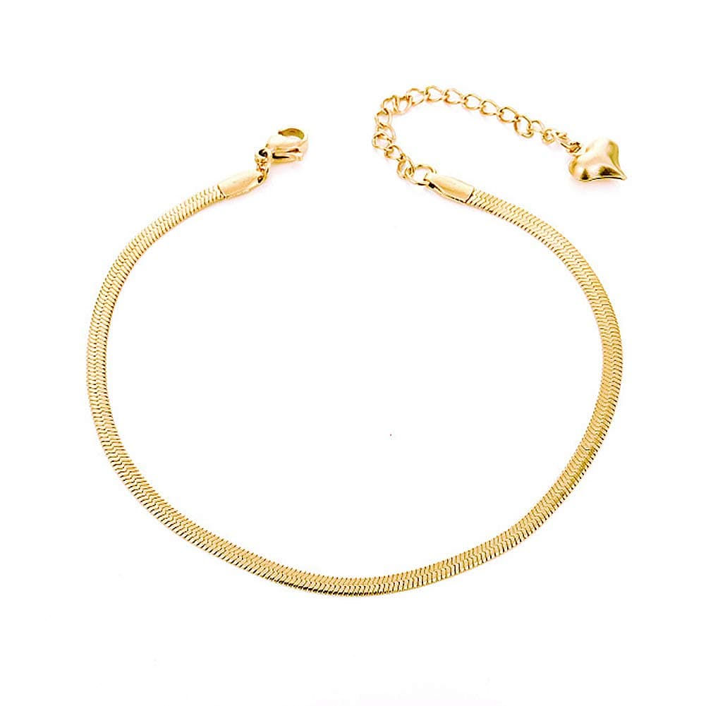 Waterproof 18K Gold Plated QJLE Snake Chain Anklet for Women