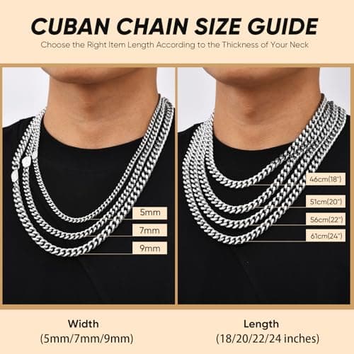 Men's Solid Cubian Link Cross Necklace - VNOX Stainless Steel Silver/Gold Plated Jewelry