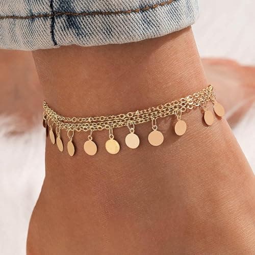 Fesciory Women's Gold Alloy Heart Anklet Bracelet