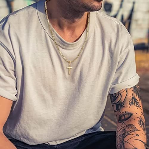 Ursteel Layered Cross Necklace for Men, Women, Girls