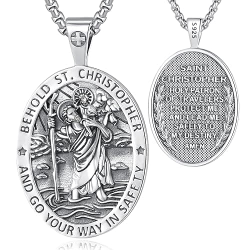EUDORA 925 Sterling Silver Crucifix Pendant Necklace with Bible Verse Amulet