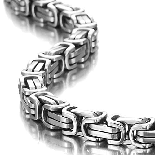 Stylish Mechanical Men's Necklace, Stainless Steel Silver Chain, 6mm Width