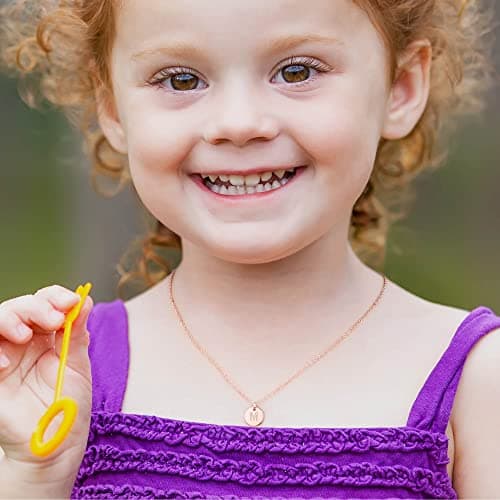 Hidepoo Daughter Gifts - Personalized 14K Gold Filled Disc Initial Necklace Jewelry