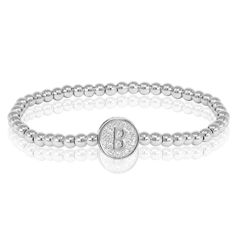 You Initial Bracelets for Women 26 Letter Alphabet Round Charm Gold Silver Stainless Steel Beaded