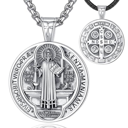 EUDORA 925 Sterling Silver Crucifix Pendant Necklace with Bible Verse Amulet