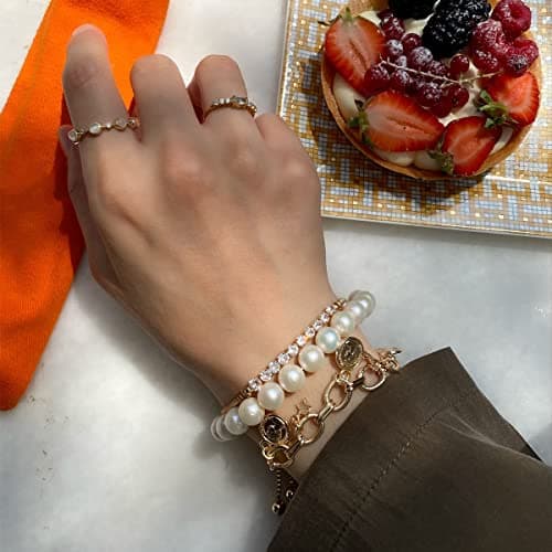 ERLOSYA Dainty Handmade 10mm Big Shell Pearl Bracelet for Women
