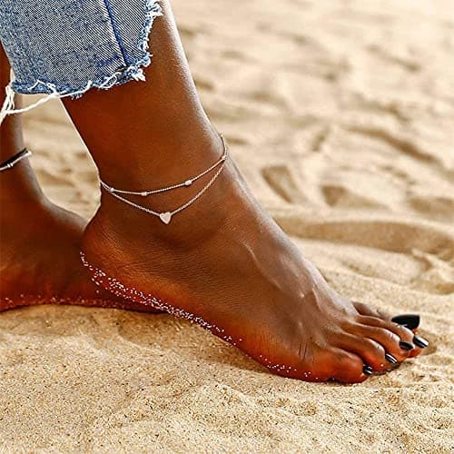 Fesciory Women's Gold Alloy Heart Anklet Bracelet