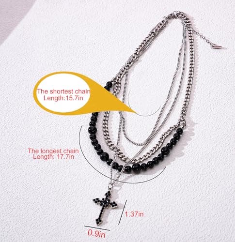 HEAKEY Stainless Steel Layered Hip Hop Choker Necklace