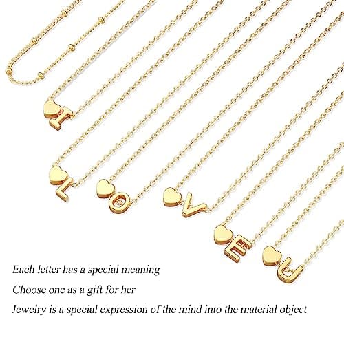 DearMay Dainty Heart Initial Gold Bracelets for Women Trendy 14K Real Gold Jewelry