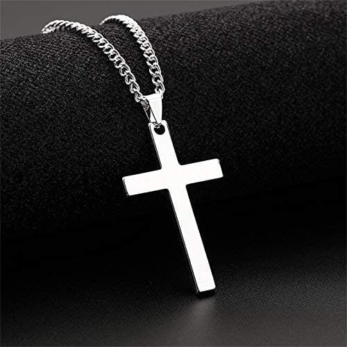 Stainless Steel Religious Cross Pendant Necklace Black Silver Gold Polished Chain Jewelry Gift for Women Men
