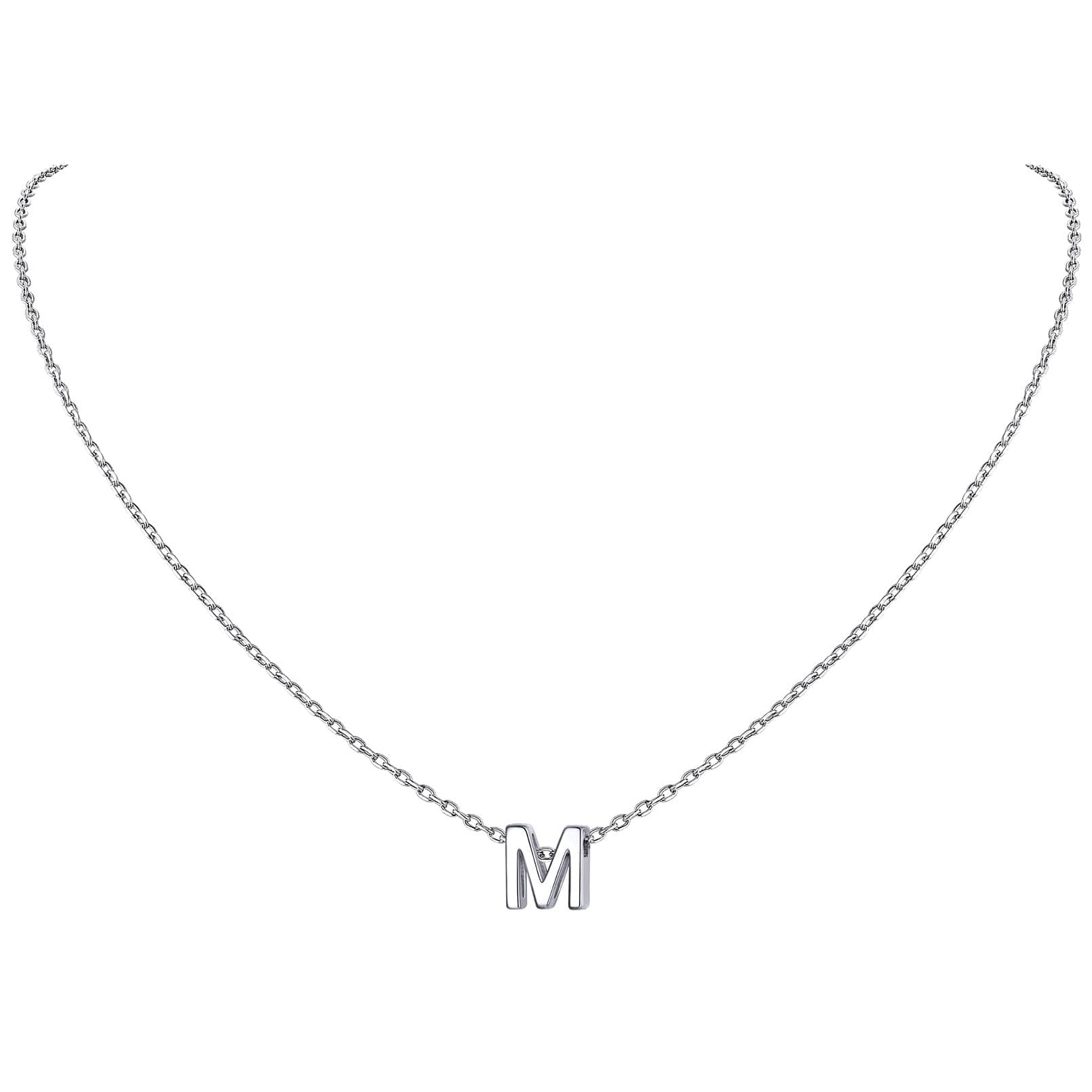 Chic Silver 925 Sterling Initial Necklace for Women, Personalized Gift (with Box)