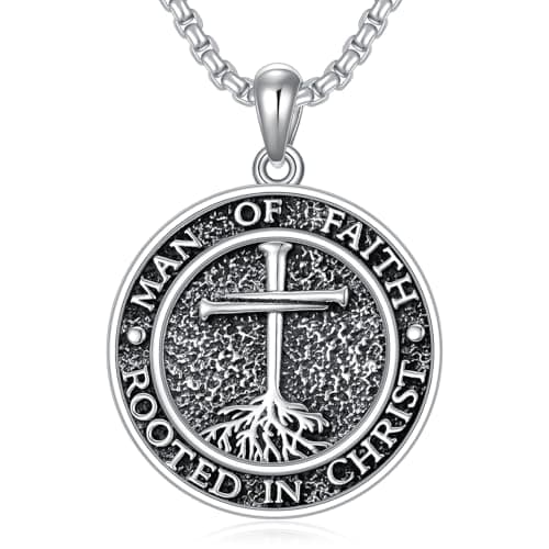 MEIDERBO 925 Sterling Silver 3 Nail Cross Pendant Men's Jewelry
