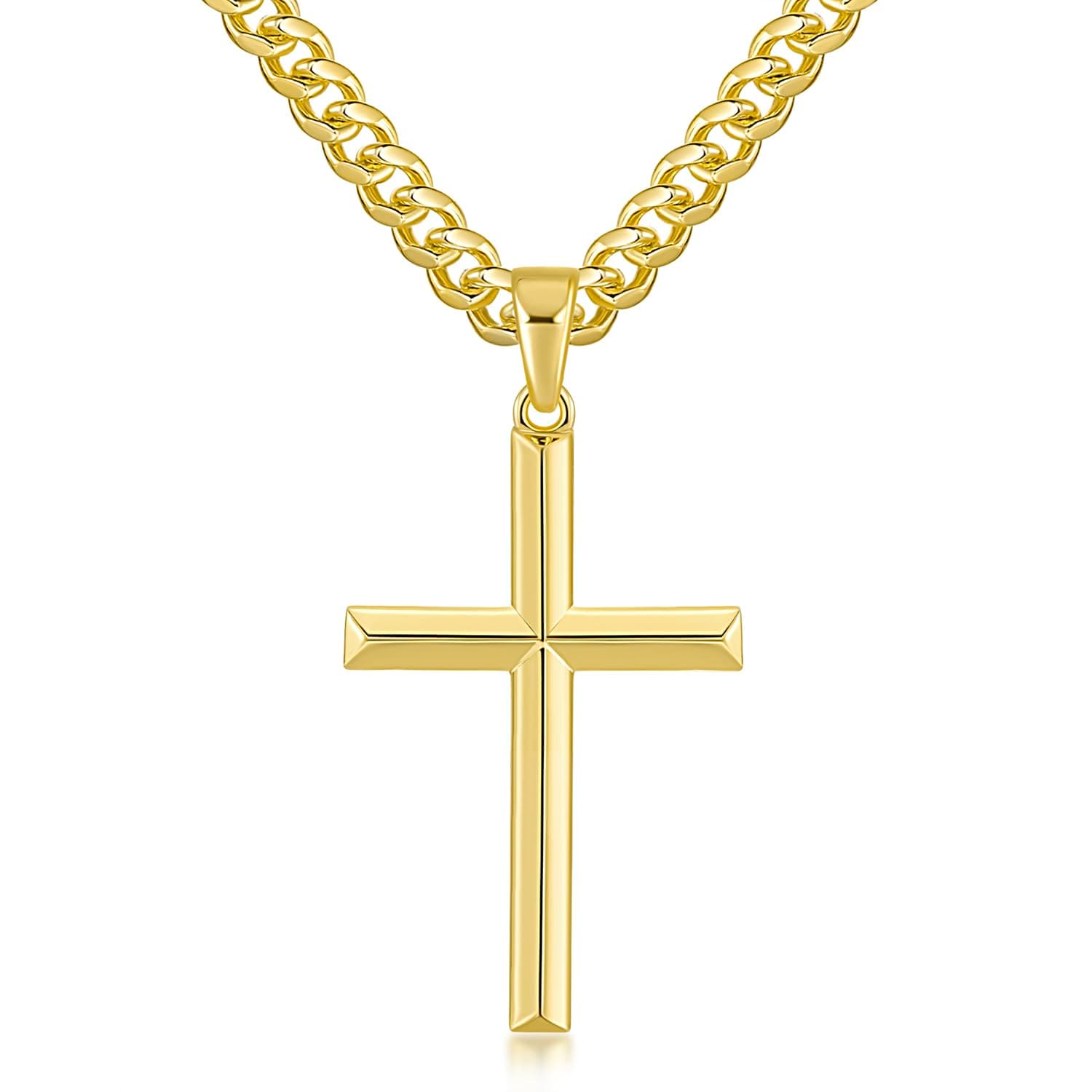Gold Cross Necklace for Men and Women - Robust 14K Gold Cross Pendant