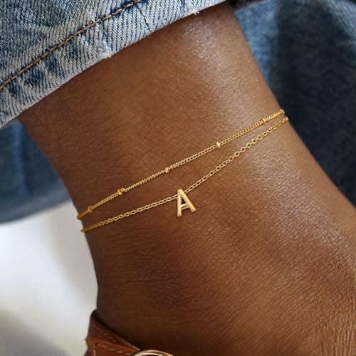 Turandoss Women's 14K Gold Plated Ankle Bracelets