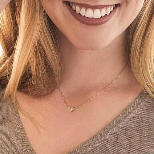 14K Gold Plated Heart Pendant Letter Necklace - Mum's Mothers Day Gift