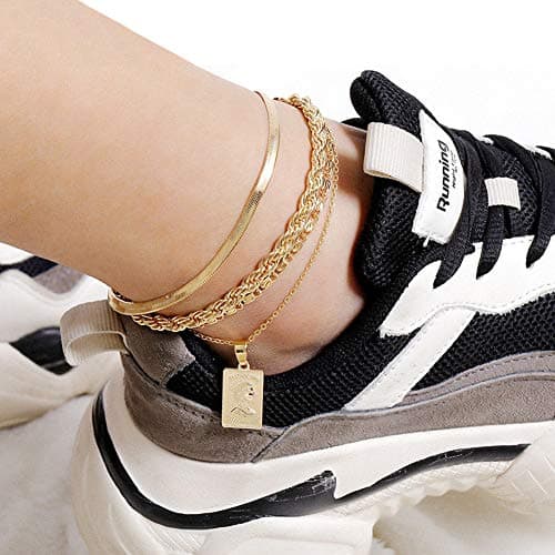 Waterproof 18K Gold Plated QJLE Snake Chain Anklet for Women