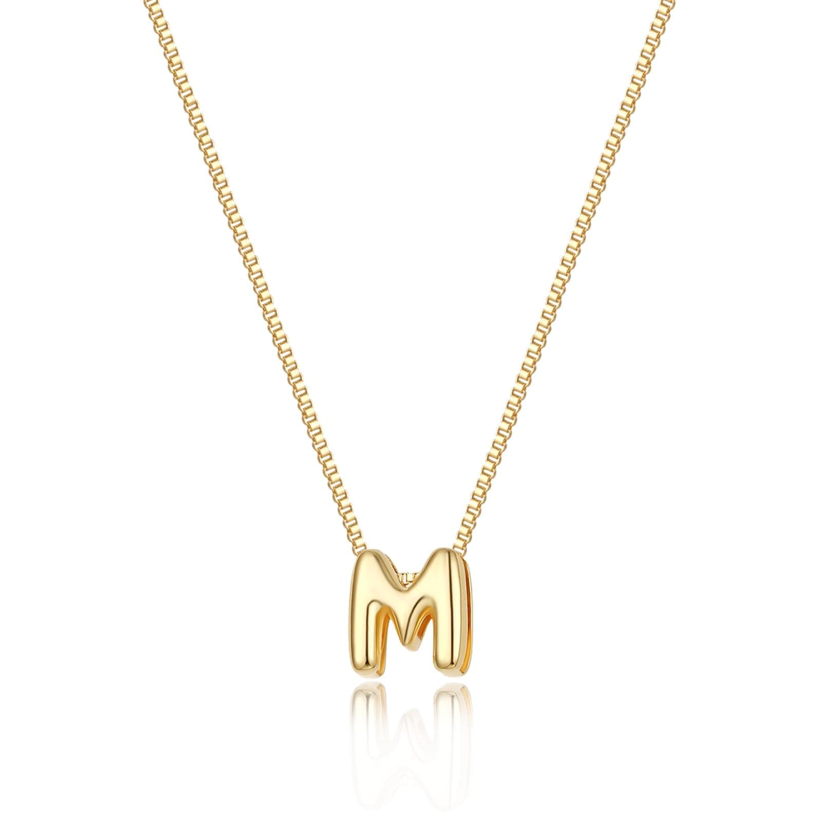 Lisitine Bubble Gold Initial Necklace Personalized Women's Gold Pendant Choker