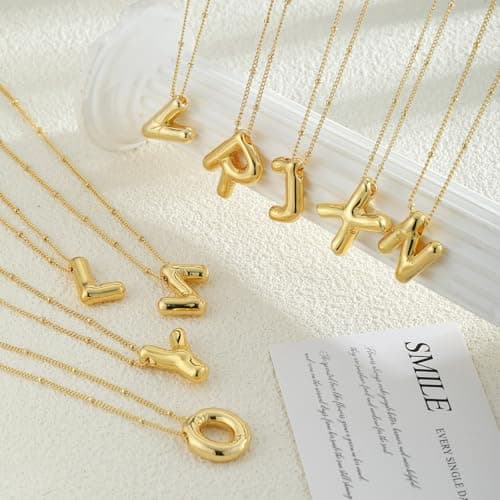 Coshilta Sterling Silver Balloon Initial Pendant Necklace for Women