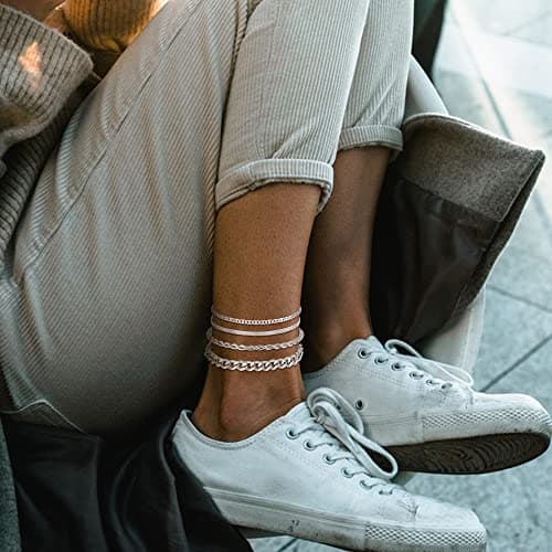 HANPABUM Stainless Steel Boho Layered Anklet Summer Foot Jewelry
