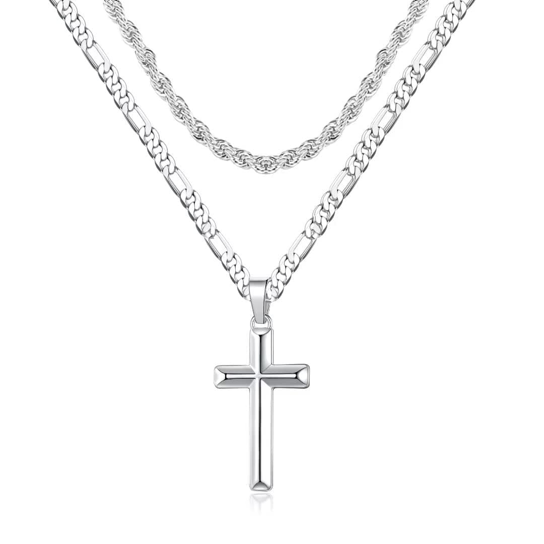 Ursteel Layered Cross Necklace for Men, Women, Girls