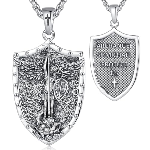 EUDORA 925 Sterling Silver Crucifix Pendant Necklace with Bible Verse Amulet
