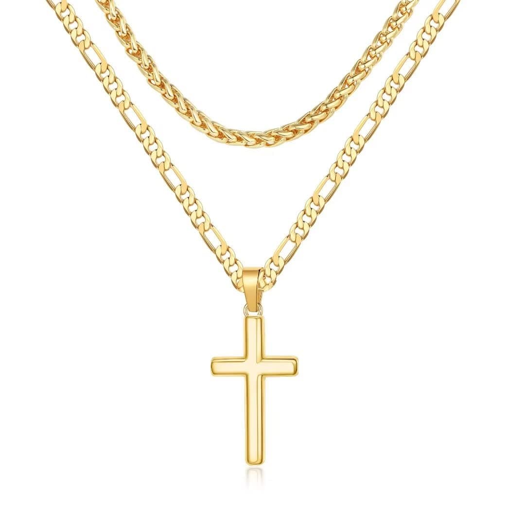 Ursteel Layered Cross Necklace for Men, Women, Girls