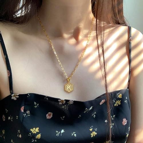 MooHamm Women's Dainty 18K Gold Plated Initial Necklace | Trendy & Personalized