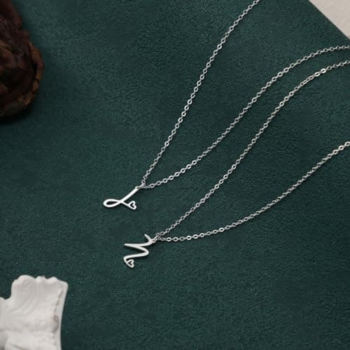 CAROVO Dainty 14K Gold/Silver Letter Monogram Initial Choker Necklace