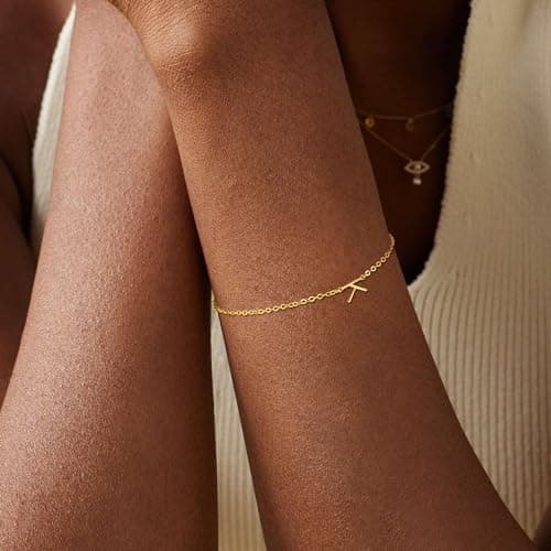 Picuzzy Gold Initial Charm Bracelets for Women