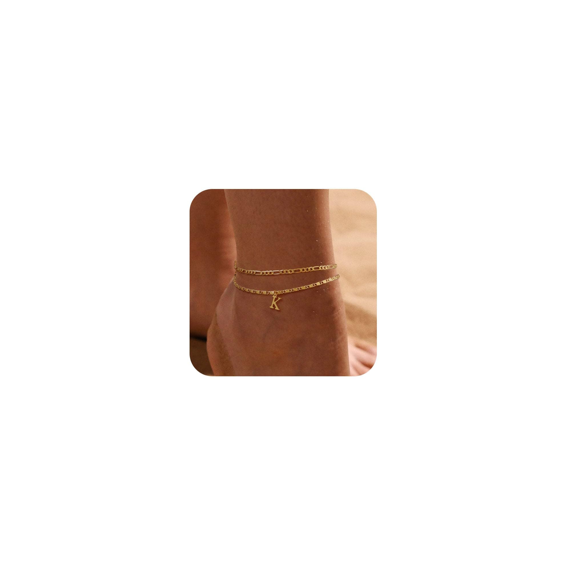 Tasiso Women's Waterproof 14K Gold Filled Anklet Jewelry