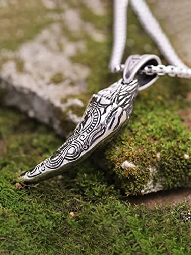 HAQUIL Stainless Steel Viking Wolf Tooth Pendant Necklace