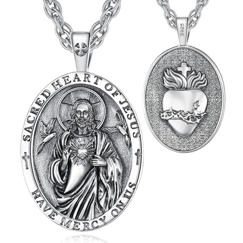 EUDORA 925 Sterling Silver Crucifix Pendant Necklace with Bible Verse Amulet