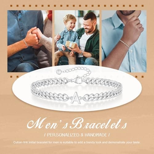 FOCOOG Gold & Silver Initial Bracelet - Mens Adjustable Jewelry, Unique Gift for Husband or Dad