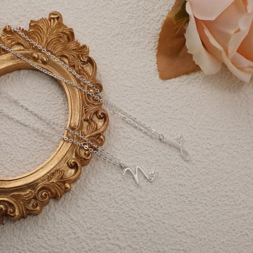 CAROVO Dainty 14K Gold/Silver Letter Monogram Initial Choker Necklace