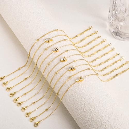 Tewiky Initial Heart Gold Bracelets for Women 14K Gold Plated Zircon Charm Charms Jewelry Gift