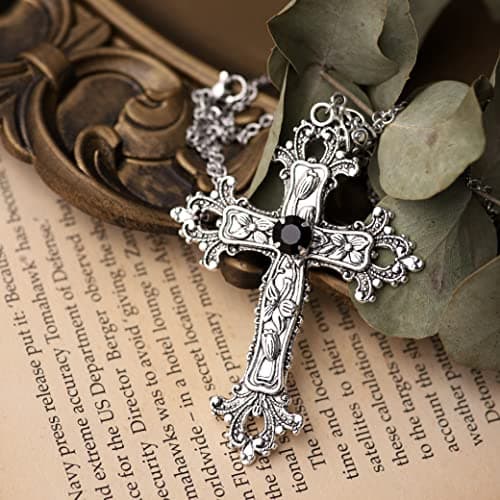 Sacina Gothic Cross Necklace, Zinc Alloy Pendant, Gift for Men & Women