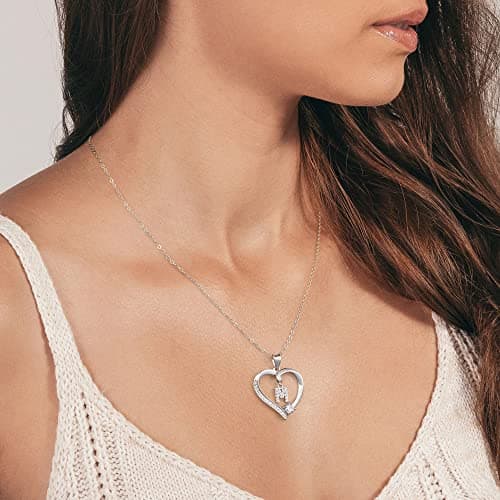 Romavan Infinity Heart Sterling Silver Initial Necklace for Women