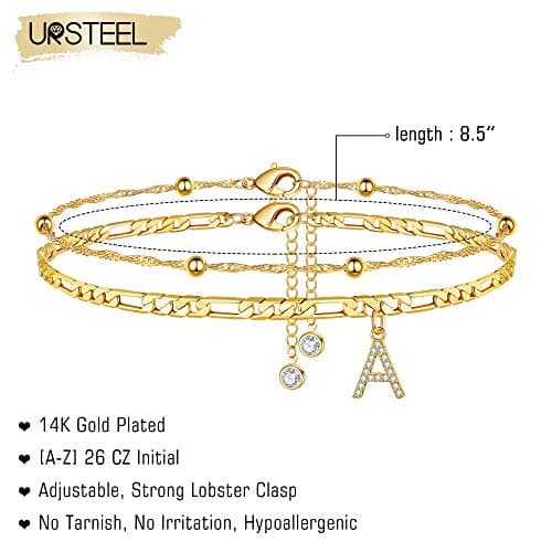 Dainty 14K Gold Plated Initial Anklets: Perfect Summer Jewelry Gifts for Women